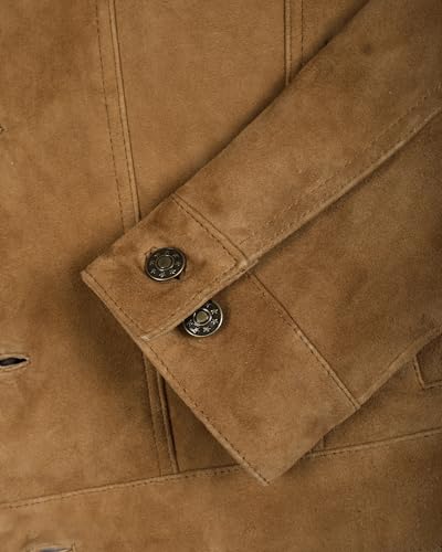 Image of fjackets Real Lambskin Vintage Trucker Leather Jacket Men - Shirt Collar Style Leather Jackets For Mens