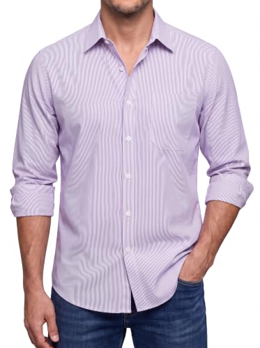 Image of HISDERN Mens Dress Shirts Long Sleeve Button Down Casual Shirts for Men Inner Contrast Formal Business Tuxedo Wedding Shirt