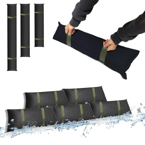 Estresen, 6 sacchi di sabbia da 180 x 20 cm, con manici, attivati dall'acqua, per porte di casa, protezione dalle inondazioni, per garage e cantine