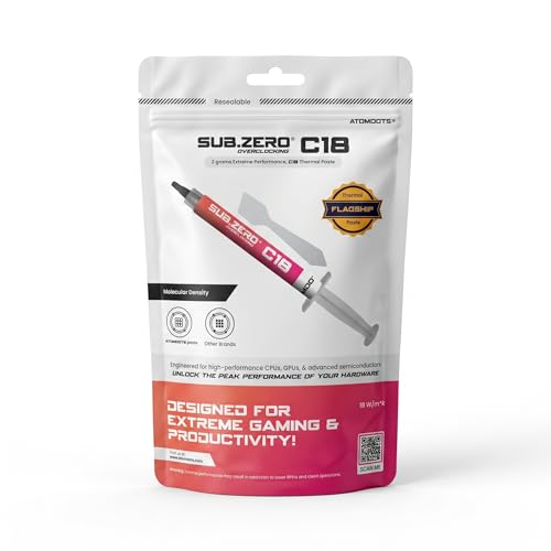 Image of ATOMDOTS C18 Thermal Paste 2g with Spatula - 18 W /m.K High Conductivity Ceramic Paste for CPU GPU | Non-Conductive, Non-Capacitive Thermal Compound for Gaming PC, PS5, Xbox | Subzero Overclocking