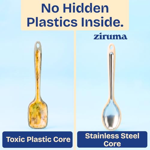 NonToxic Platinum Silicone Utensils, 100% Plastic-Free, 4-Pcs, Beige - Image 3