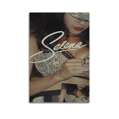 Selena Quintanilla - Póster limitado firmado con portada de álbum, póster de portada musical, pop hip hop, rap, cantante, estrella, póster de música, lienzo estético para decoración de dormitorio de
