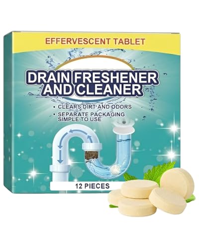 GAJUS 12 Pastillas Limpiadoras de Desagüe, Limpieza Profunda y Eliminación de Olores para Desagües de Baño, Inodoros y Lavabos, Acción Rápida, Suministro Duradero