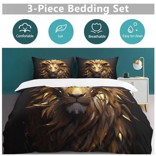 Lion parure de lit housse de couette 220x240cm 3 pièces en microfibre