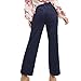 Straight Leg Pants for Women Corduroy Button Down High Waisted Pants Dressy Business Work Pant Trousers with Pockets Navy