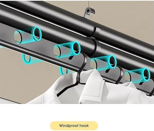 Adjustable Hand Crank Clothes Drying Rack with 3 Lifting Rods, Manual Top-Mounted Laundry Hanger for Balcony, 2.0M,A-2.4m