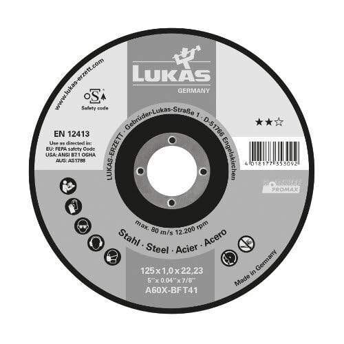 LUKAS ERZETT 25 discos de corte T41 para acero 180 x 2 mm recto | para amoladora angular | A36U-BF - 19 x 20 x 8 cm