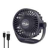 efluky USB Small Desk Fan, 3 Speeds USB Rechargeable Fan Built-in Battery, 360° Adjustment Portable Mini Fan Suitable for Home, Office and Travel, Blue
