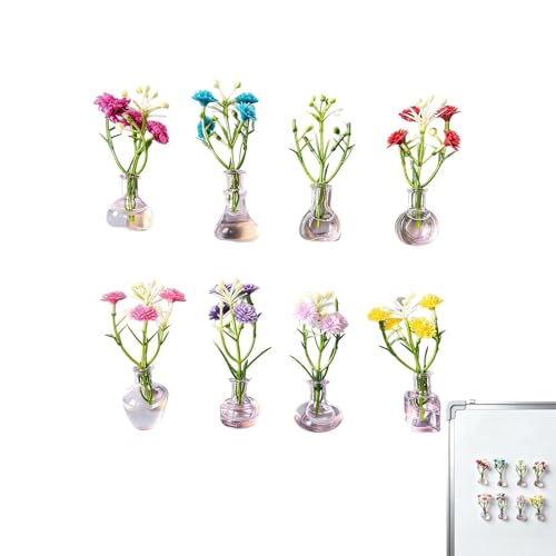 Imanes para nevera de flores artificiales en mini jarrones para regalo de cumpleaños 2