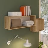 Forte ELISTON Wandregal 120, modernes Wandregal mit Regalfach und Tür, Wohn-/Schlafzimmer, Mauvella Eiche Holzdekor|Kashmir Beige, 121 cm breit x 45,1 cm hoch x 21,9 cm tief