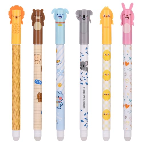 OFFCUP Lot de 6 stylos effaçables bleu 0,5 mm Pour enfants, étudiants, école, fournitures de bureau