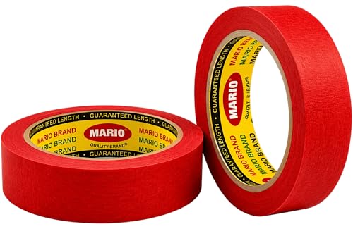 Image of Mario Red Masking Tape - 20 Meter Length, 24mm Width - Durable Adhesive Masking Tape for Carpenter, DIY & Craft - Strong Grip, Clean Peel - Pack of 2 Rolls