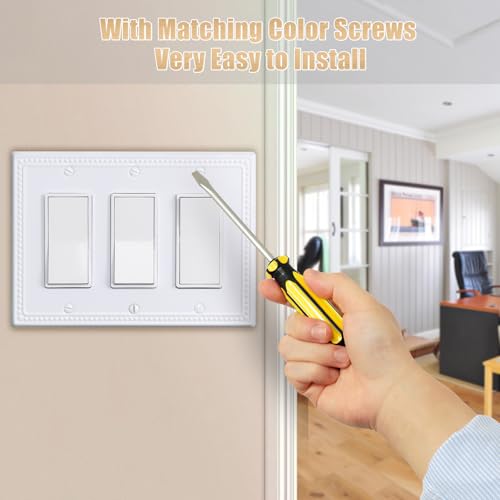 Placas de pared de metal con relieve de cuentas elegantes para interruptores clásicos 3