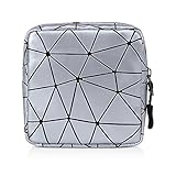 Sanitary Napkin Storage Bag with Zipper,Portable Menstrual Cup Pouch Sanitary Napkin Pads Storage Bags,Feminine First Period Bag for Teen Girls Women (Silver)