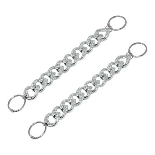 yueton 2PCS Shoe Charms Chain Bling Shoe Chain Silver Acrylic Shoe Chains with Rhinestone Clog Sandals Decoration Accessories for Women Men