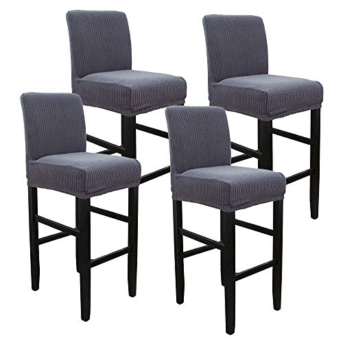 Judy1980 4PCS Housse Tabouret Bar Extensible avec Dossier,Protecteur Siège Chaise Salle à Manger Elastique Convient pour Banquet Mariage Hôtel Cérémonie (Gris) Cover