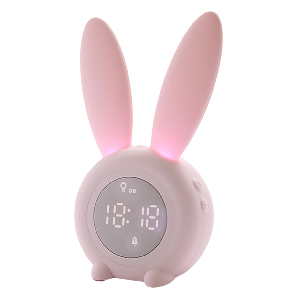 Lurrose Réveil Lapin Mignon LED Veilleuse, USB Rechargeable, Rose