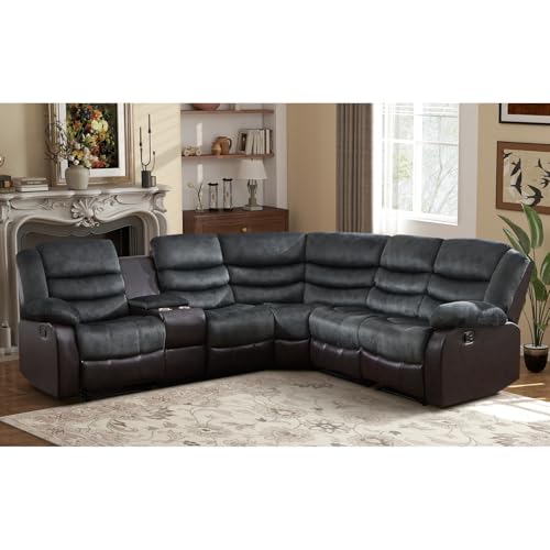 EBELLO L-Shaped Reclining Sectional Sofa Couch for Living Room, Manual