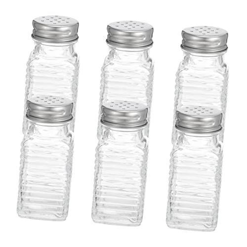 SOLUSTRE 6Pcs Glass Spice Seasoning Jars for Salt Pepper Sugar More Stylish Kitchen Storage Bottles for Home Outdoor Use