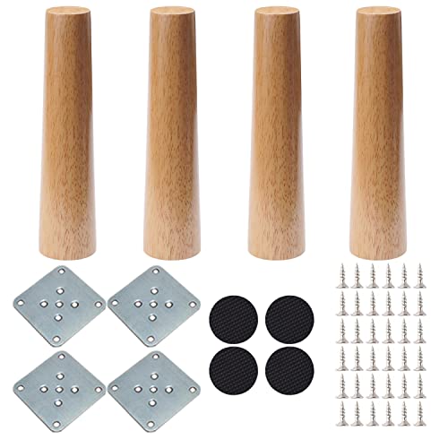 NAKUPENDA Furniture Feet Wooden Set of 4 Sofa Feet Wooden Furniture Legs Straight Tapered Replacement Furniture Feet for Sofa TV Cabinet Bed Couch Chair Tea Cabinet (20 cm Height)