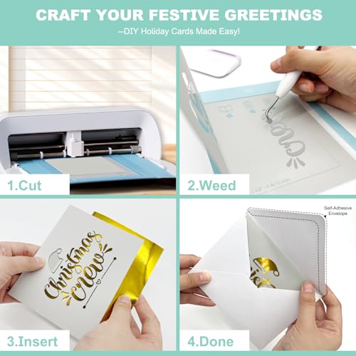Image of Cutaswish The Essential Bundle for DIY Craft Projects - The All-in-One Bundle for Joy Xtra, 92pcs Accessories Kit with HTV Vinyl, Adhesive Vinyl, Transfer Tape, Cutting Mat, Weeding Tools, Card Kit