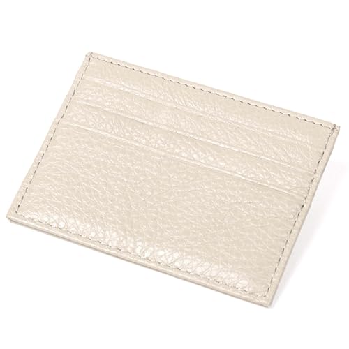 M-Plateau Credit Card Wallet, Super Slim Card Holder, Genuine Leather Wallet for Man and Women with 6 Card Slots and 1 Pocket (Off-White)