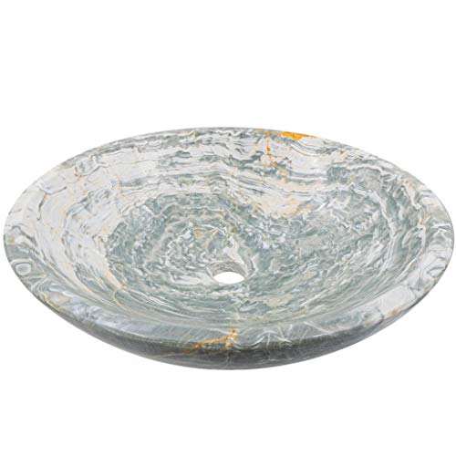 Novatto Blue Onyx Vessel Sink With Matte Black Umbrella Drain #TOP1