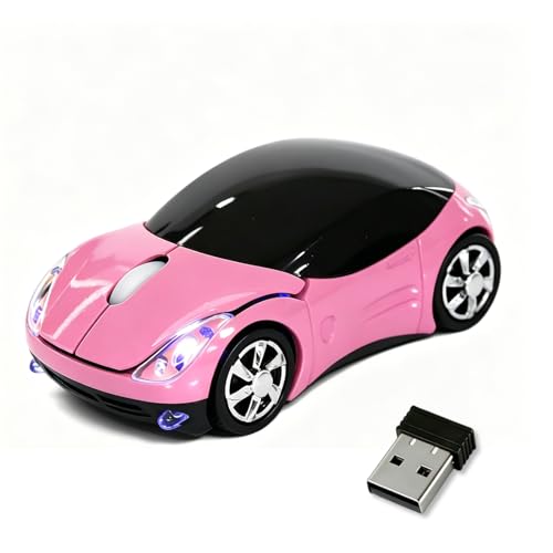 Pink Wireless MouseMini Car Computer Mouse1600DPI 2.4G Wireless with USB Receiver Wirelesss Car Mouses for Computer for PC Laptop Tablet Win XP/Vista/7/ME/2000/Mac OS for Womens Office Girls Gift