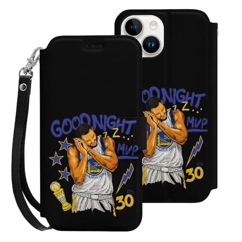 iPhone15用ケース 手帳型 ステフィン カリー 背番号30 スマホケース ストラップ付き 財布型 アイフォン15用ケース おしゃれ 軽量 背面 携帯カバー カード収納 スタンド機能 PUレザー 耐衝撃