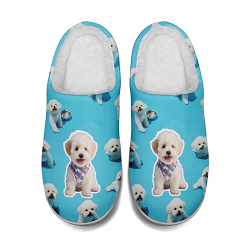 Custom Pet Photo Name Winter Slipper Personalized Fur Lined Warm Indoor Garden Winter Slippers Gift for Dog Cat Owner2
