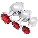 Akstore 3 Pcs Luxury Jewelry Design Fetish Anal Butt Plug(Red)