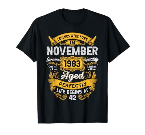 42nd Birthday Real Legends November 1983 42 Years Old Men Camiseta
