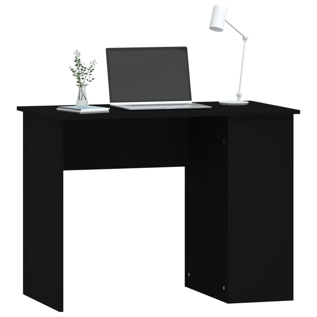 Scrivania nera in legno 100 x 55 x 75 cm con 2 scomparti, scrivania da ufficio e scrivania per computer per casa, studio, ufficio, laptop e monitor