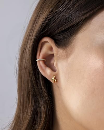 Image of PAVOI 14K Gold Plated Dainty Flat Back Earrings for Women, Piercing Studs