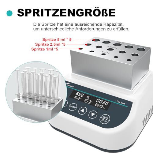 JOANLAB Professionelles Plasma-Gel-Heizgerät, 1ml/2,5ml/5ml Kombi-Block Trockenbad, PRP PPP Gel-Herstellung mit präziser Temperaturregelung