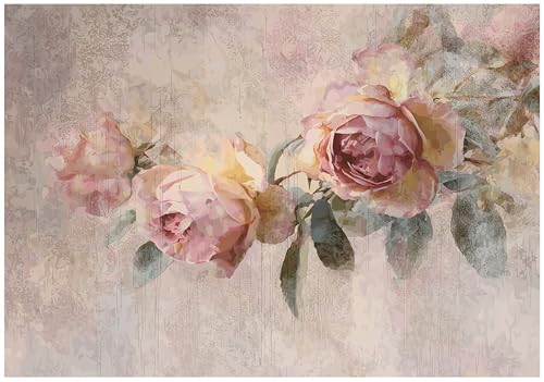 WallArena - Papel pintado fotográfico de fieltro, rosas, peonías, 150 x 105 cm – Fotomurales – Papel pintado – para salón dormitorio – Papel pintado de pared efecto 3D – Incluye pegamento – Flores