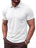 TACVASEN Polo Hombre Manga Corta Verano Polo Golf Hombre Camiseta Poliester Camiseta Transpirable Antisudor Ligera Camisa Tecnica Rugby (L, Blanco)