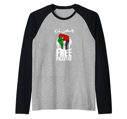 Free palestine Raglan Baseball Tee, Black
