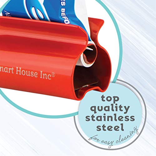 Image of Toothpaste Squeezer Tube Roller Stainless Steel Tube Squeezer Rollers, Saves Toothpaste, Creams, Puts an end to Waste (Red)