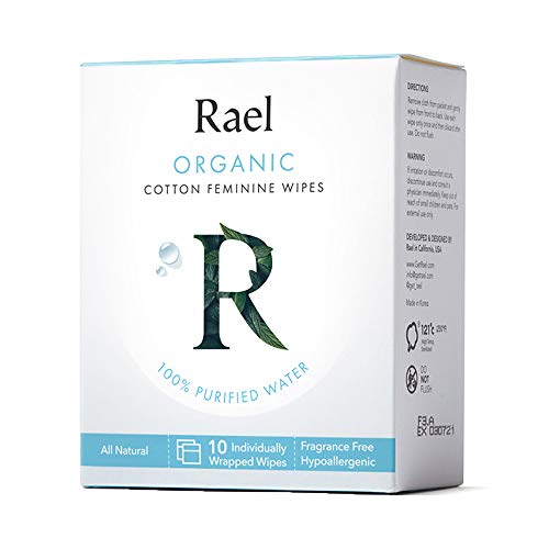 Rael Organic Cotton Feminine Wipes - Unscented, 100% Purified Water, OCS Certified Organic