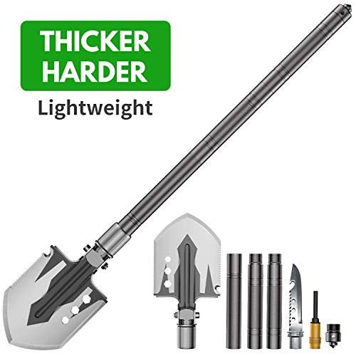 PPOGOO Military Portable Folding Shovel Multitool for Camping,Hiking,Fishing,Hunting,Gardening,Off-Roading,Outdoor Survial Emergency