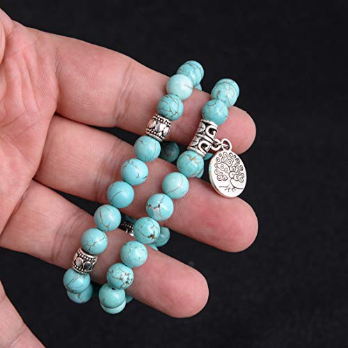 Image of YGLINE Tree of Life Yoga Healing Stone Bracelets,Multilayer Lotus Chakra Stone Reiki Bracelet Sets,Anxiety Crystal Natural Stone,for Women Stress Relief