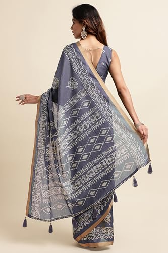 Image of MIRCHI FASHION Saree for Woman Cotton Blend Geometric Printed | Polished Professional Office Wear and Regular Daily Sari with Blouse Piece