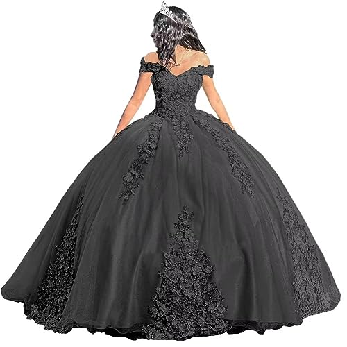 SYYS Luxury Off Shoulder Quinceanera Dresses Puffy Floral Lace Beaded Prom Dresses Sweet 15 16 Ball Gowns with Train SYYS390