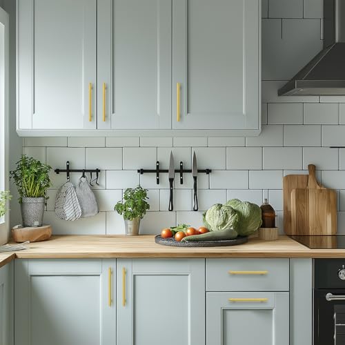 HOME EDIT Brushed Brass Cabinet Handles 5 Inch Hole Spacing, Stainless Steel Drawer Pulls for Cabinets, Kitchen, Bathroom, Dresser 30 Pack by HOME EDIT - Image 6