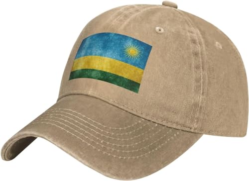 KWQDOZF Casquette de Baseball en Denim délavé Vintage avec Drapeau du Rwanda