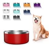 Dog Bowl, Stainless Steel Dog Food and Water Bowl with Non Slip Quiet Bottom, Easy to Clean, Dishwasher Safe, 40oz, Red