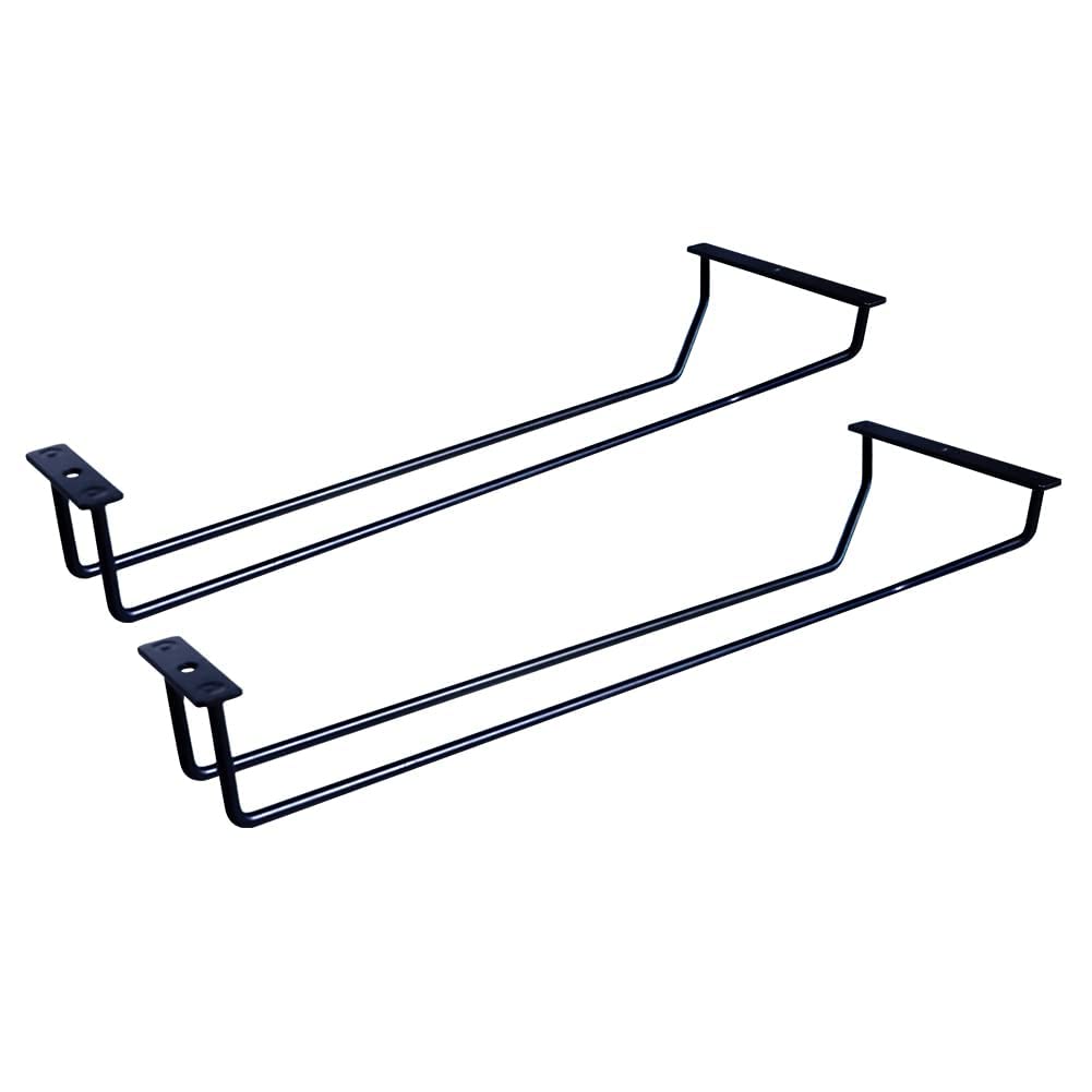 NUEIPOX Black Stemware Rack,Wire Hanging Rack,Under Cabinet Wine Glass Rack,Wine Glass Hanging Rack 2 Pack 14 Inch