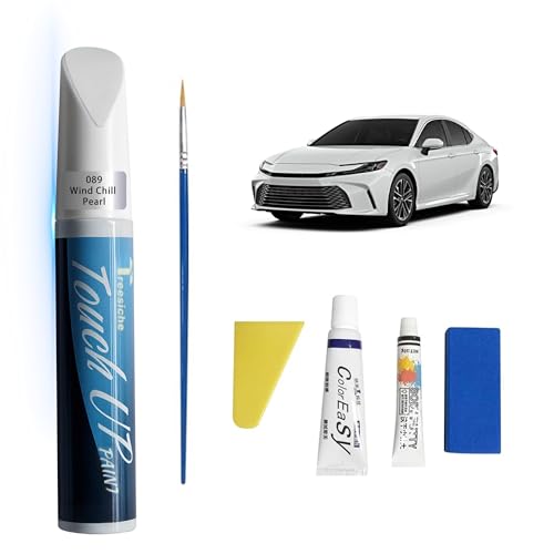 Treesiche Wind Chill Pearl 089 Touch Up Paint for Toyota Exact Match, Car PaintPen Scratch Repair 2 in 1 Touch Up Paint, Car Scratch Remover for Deep Scratches Color-Matched Rapid Drying of Paint Coating