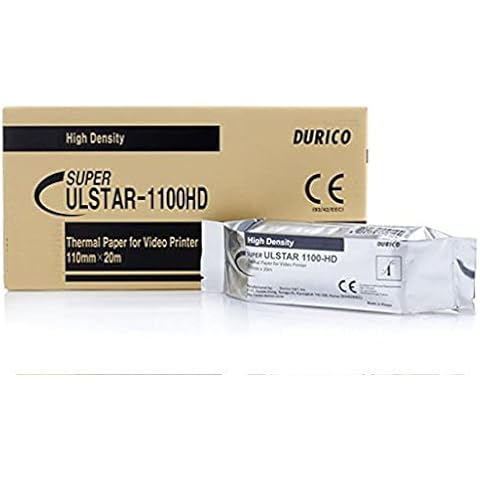 Durico -Videodruckerpapier, Kompatibilität mit SONY UPP-110HG, Hochdichte, 110 mm x 20 m, 5 Rollen Cover